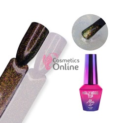Top Coat Hollywood MollyLac cu particule pentru lacuri hibride UV/LED de 10g NO WIPE - 56301 Gold Flower
